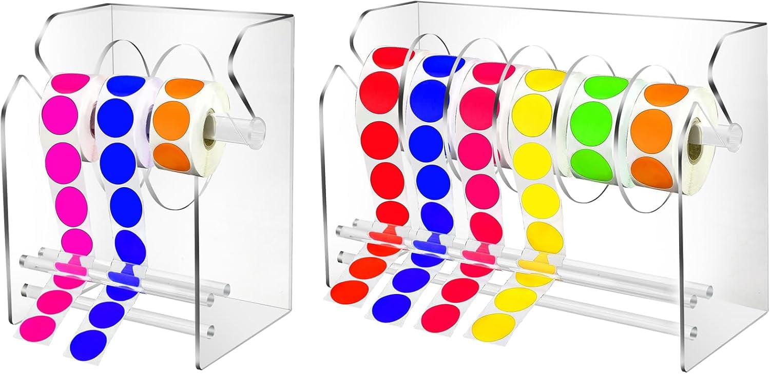 Highcool 2 Pcs Label Dispenser Acrylic Sticker Dispenser Sticker Roll ...