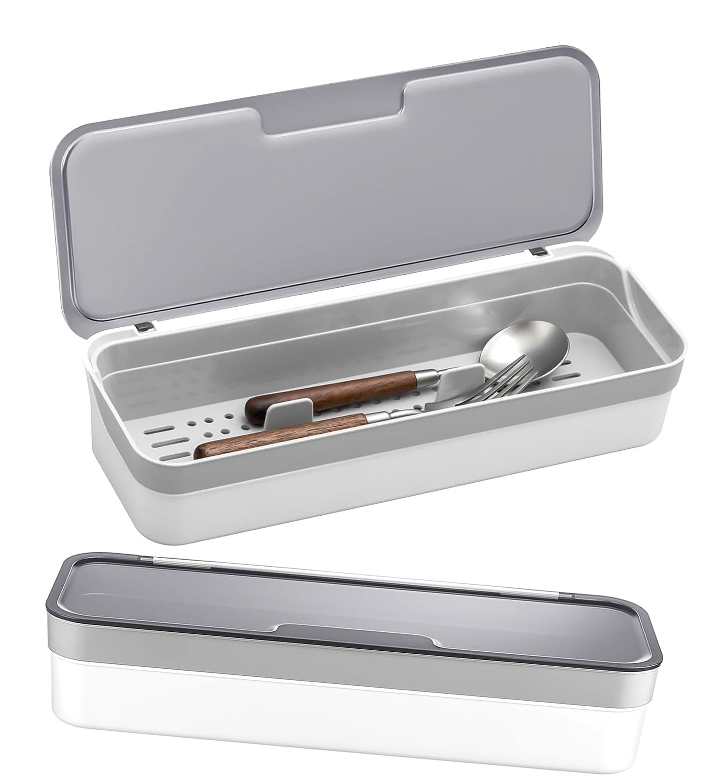 Highcool 2 Pcs Large Kitchen Drawer Organizer with Lid and Drainer ...