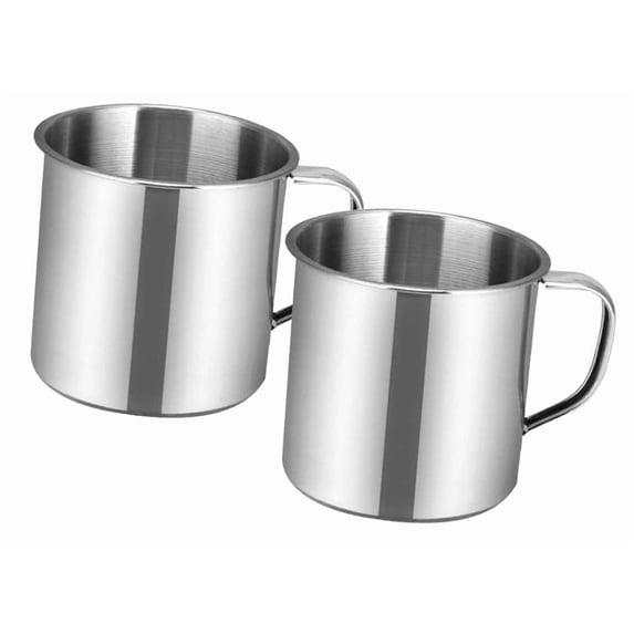 Highcool 2-Piece Steel Coffee Mug with Handle, Double-Walled Metal Cups, 100ml Capacity, Dishwasher Safe, for Camping, Travel, and a Toothbru