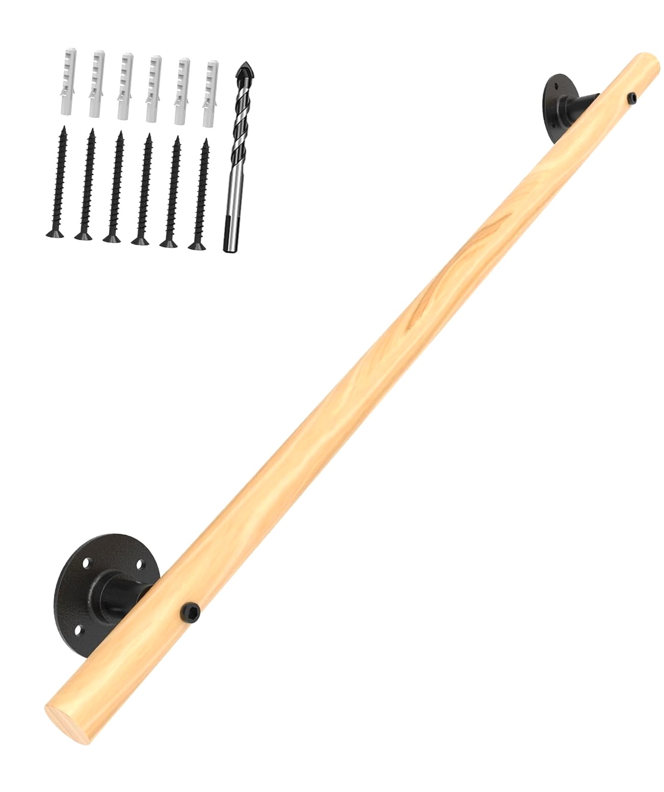 Highcool 3 FT Wood Handrails for Indoor Stairs, Wall-Mounted Staircase ...