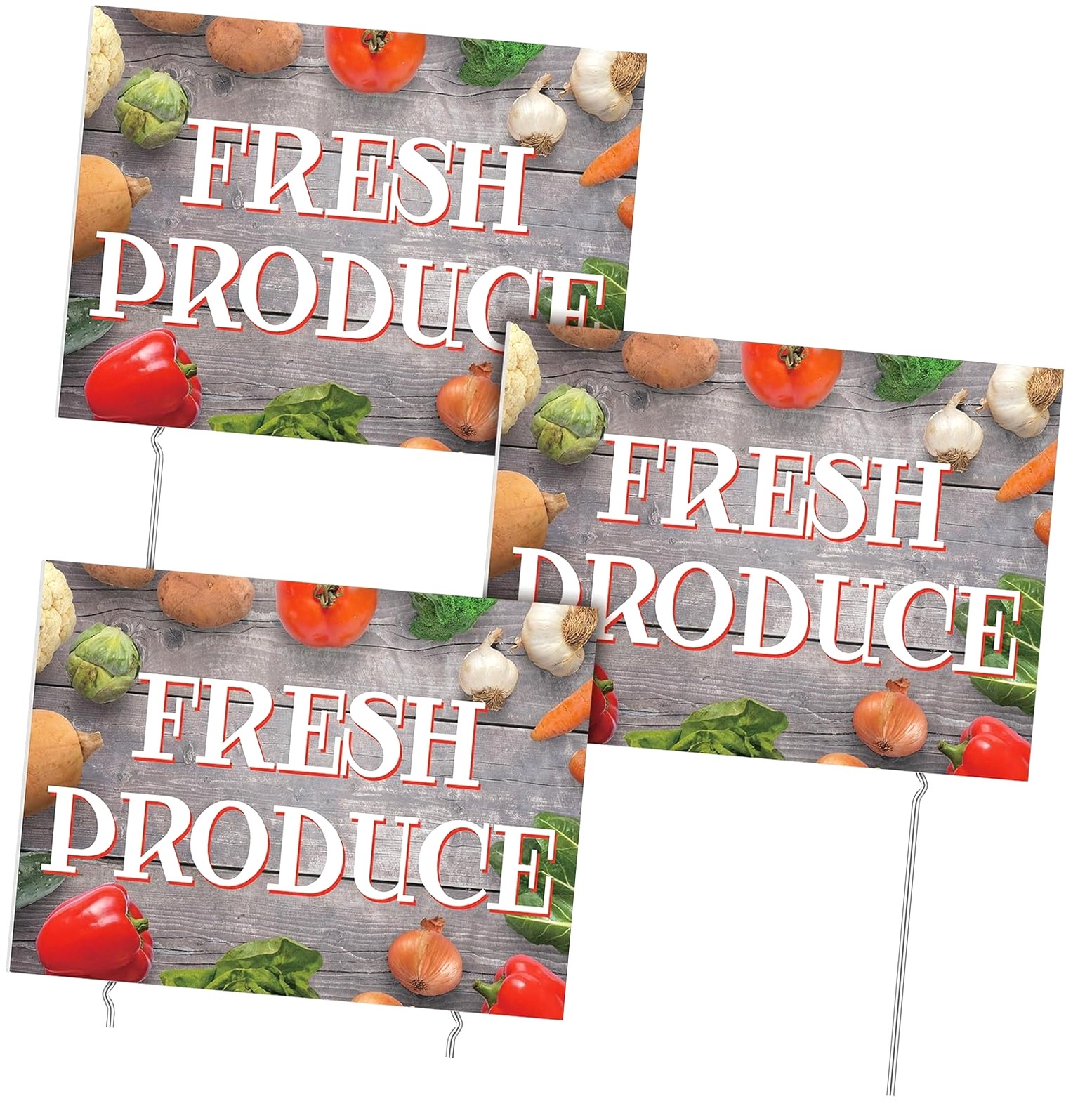 Highcool 3 Pcs Fresh Sign with Metal Ground Stakes 12 16 Inch Vegetable ...