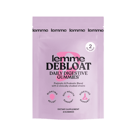 Lemme Debloat 3-in-1 Prebiotic, Probiotic & Digestive Enzyme Capsules for Bloating & Gas Relief, 2 Clinically Studied Probiotics w/ 5 Digestive Enzymes to Improve Digestion, Women & Men, 4 Count