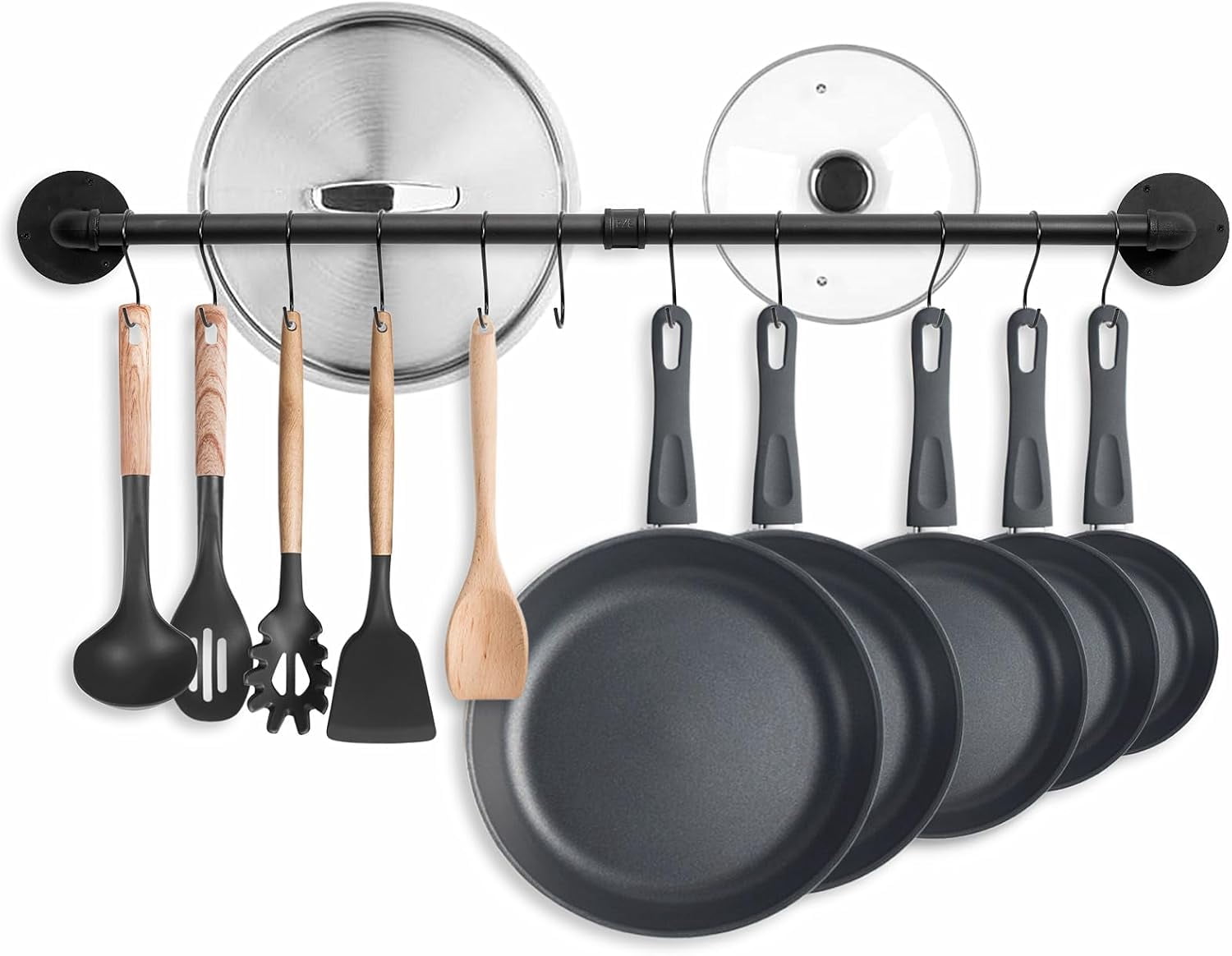 Highcool 38.5 inch Pot Rack Wall Mounted Detachable Pan Rack Organizer ...