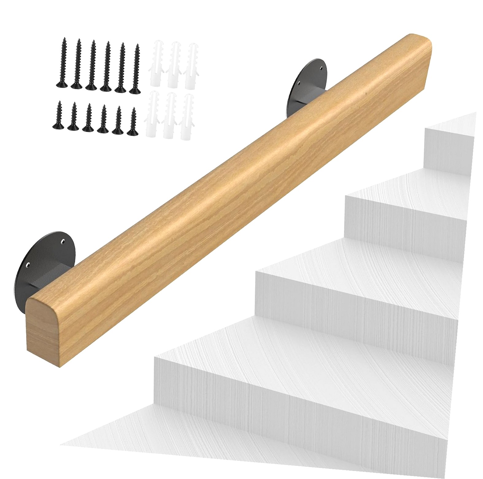 Sturdy Hand Rails Highcool 3FT Wooden Stair Handrails, Hand Railings for Stairs Indoor ...