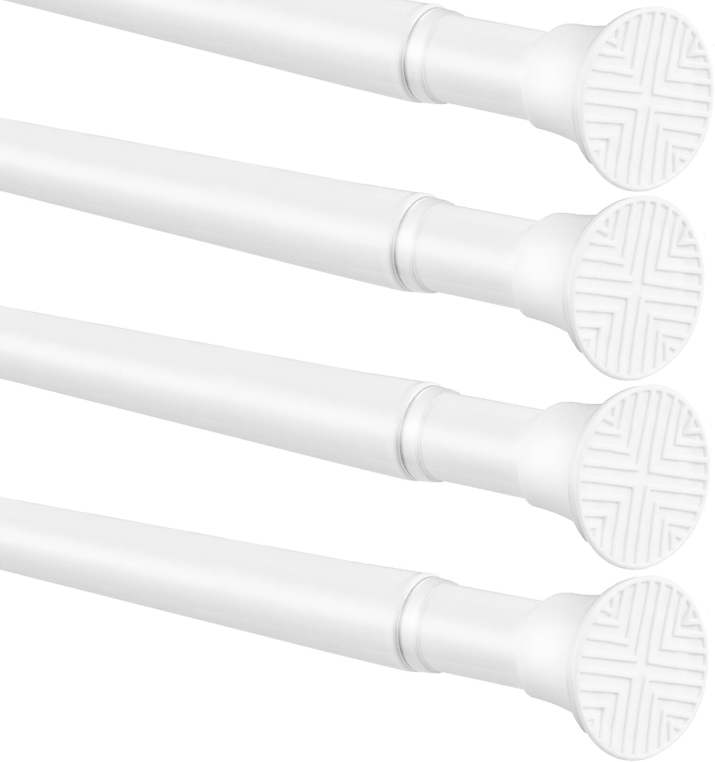 Highcool 4-Pack White Tension Curtain Rods 18-36 Inch Expandable Loaded