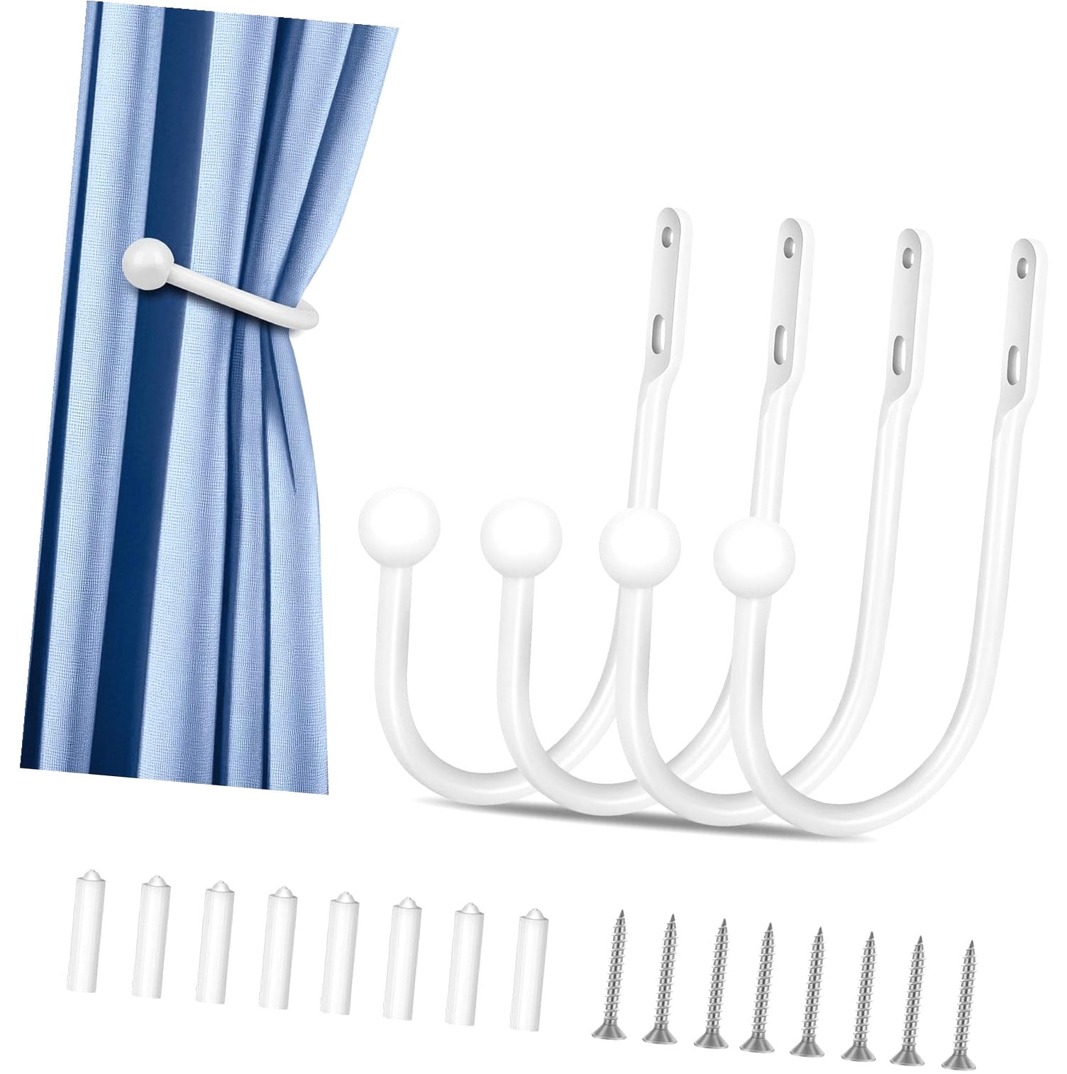 White Holdbacks For Curtains
