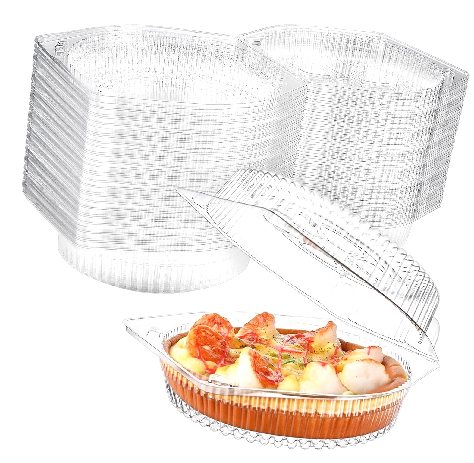 Stackable Pie Storage Containers Highcool 40 Pcs 8'' Pie Containers with Clear Plastic Pie Round Pie ...