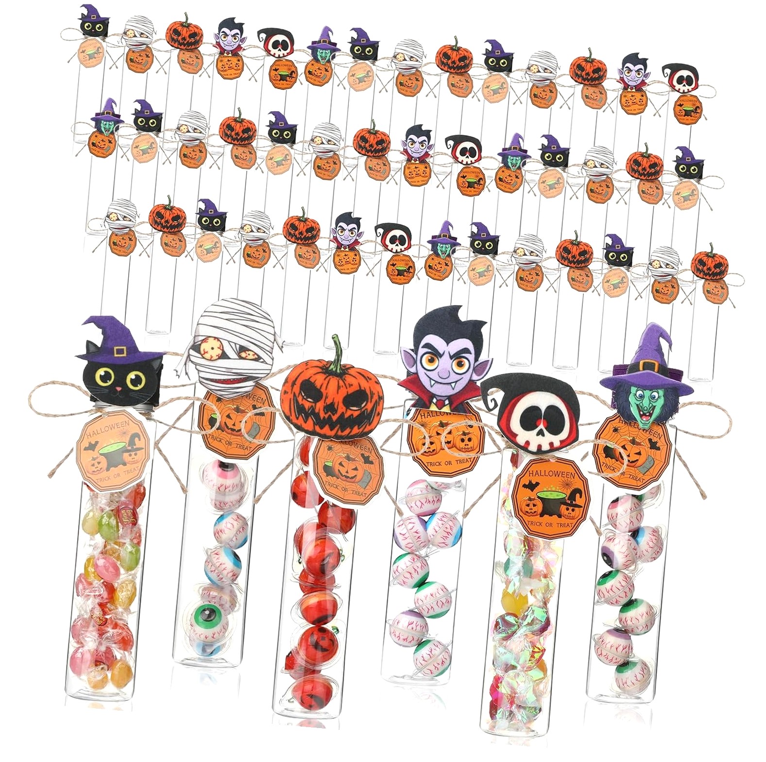 Highcool 48 Sets Candy with 6 Inch Empty Clear Plastic with Candy Snack ...