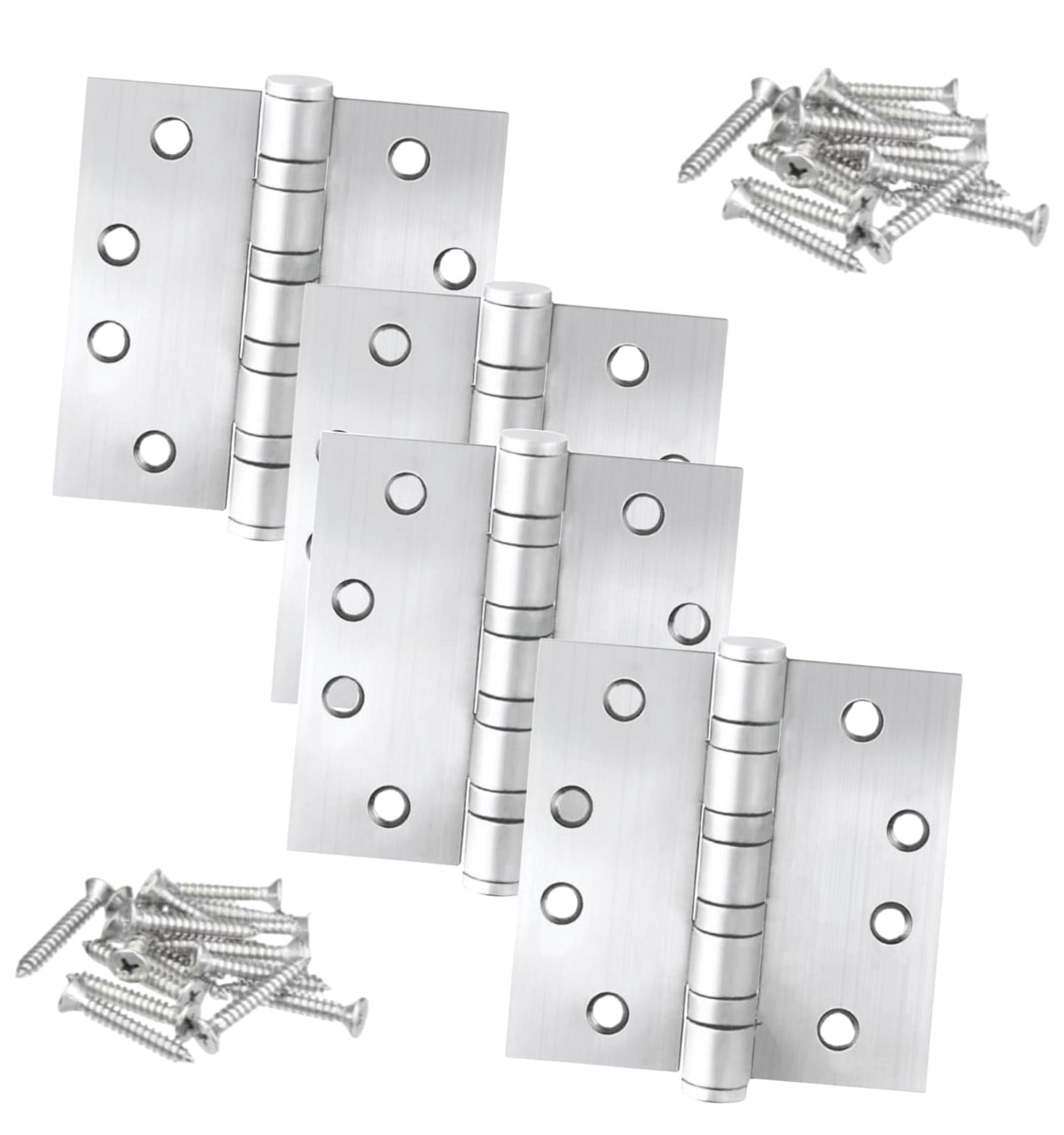 VOLUKA 4" X 4" Stainless Steel Door Hinges – Heavy-Duty Ball Bearing, Square Corners, 3mm Thick, 3-Pack With Screws