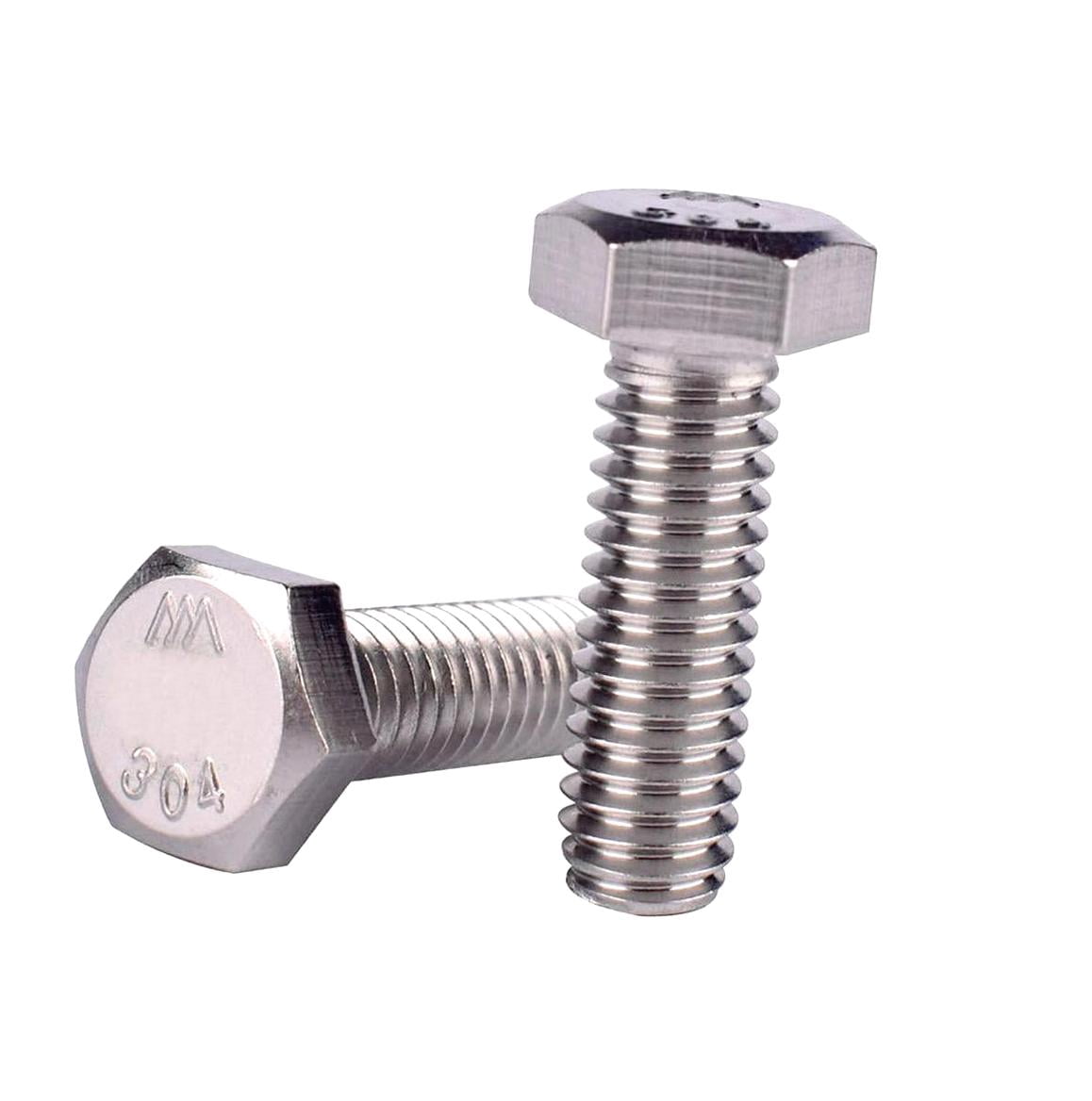 10-Pack 5/16-18 X 2-1/4" Hex Head Bolts - Fully Threaded Stainless Steel 18-8 (304), Plain Finish