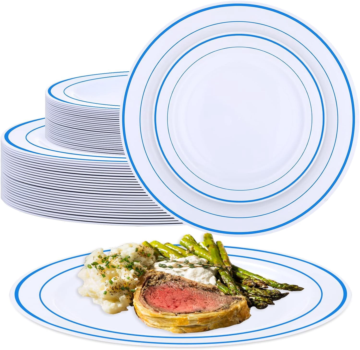 Plates With Rim Highcool 50 Pcs Plast Plates with Rim 10.25