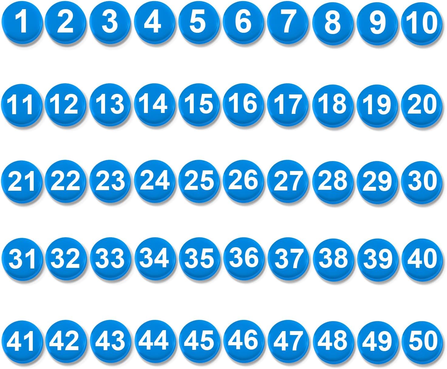 Highcool 50 pieces 1-50 Numbers, Circular Magnets for Refrigerator ...