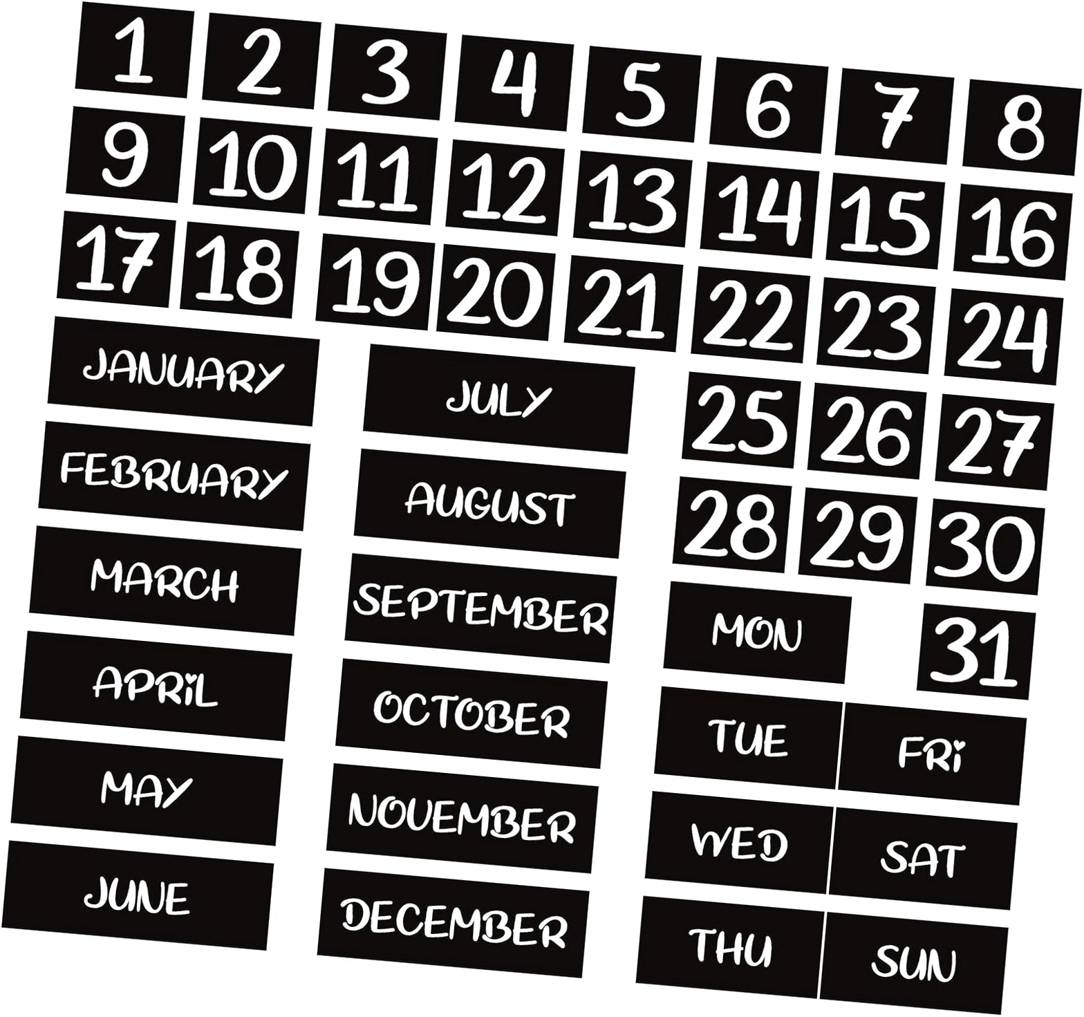 Highcool 50Pack Fridge Calendar Days of The Week and Months Calendar ...