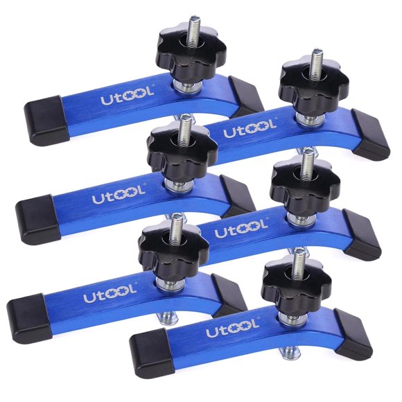 Highcool 6 Pack T-Track Clamping Kit, Features 3-1/2" T-Bolts, 6-1/3" Length x 1-1/5" Width, Anodized Starlight Blue Clamps for Woodworking