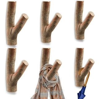 Rustic Decor 4Pcs Real Wood Tree Branch Wall Hook, Farmhouse