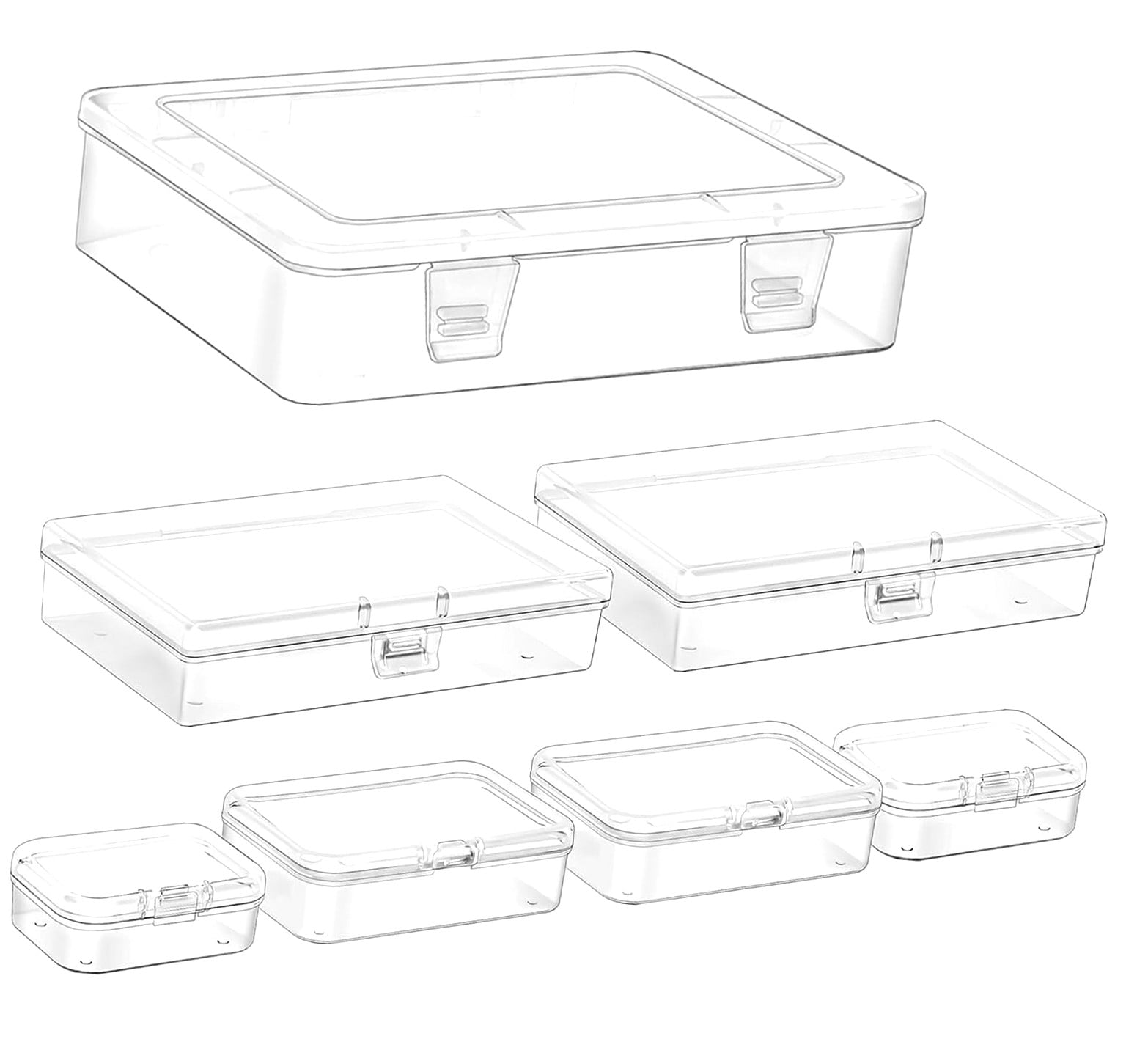 Highcool 7-Piece Assorted Sizes Rectangular Plastic Containers, Clear ...