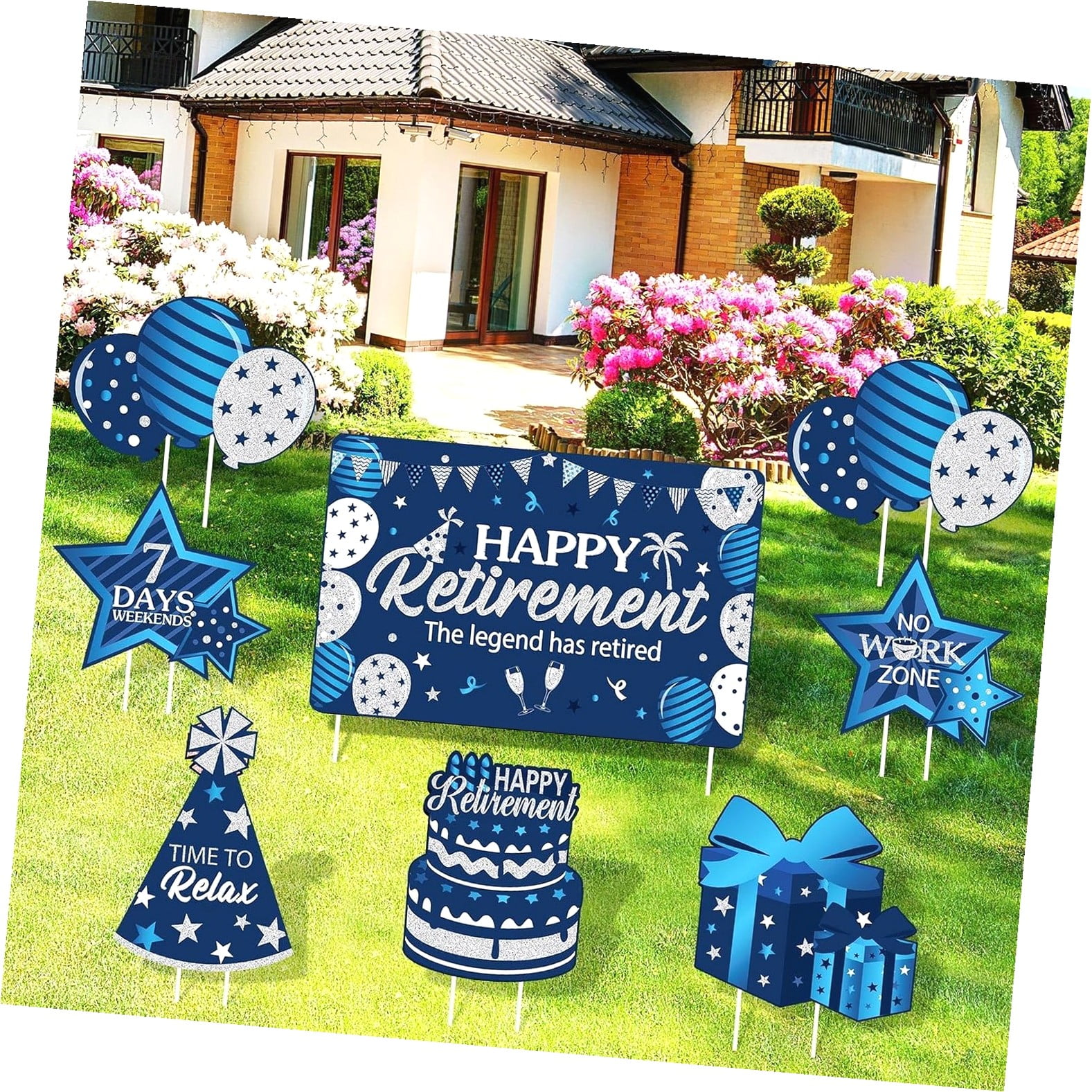 Highcool 8 Pieces Retirement Yard Sign Decorations Happy Retirement ...