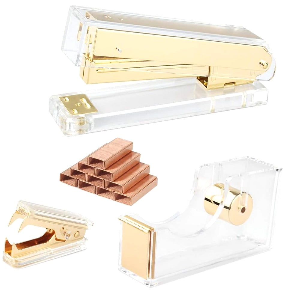 Highcool Acrylic Stapler Set Desk Accessory Decoration Kit for Office ...