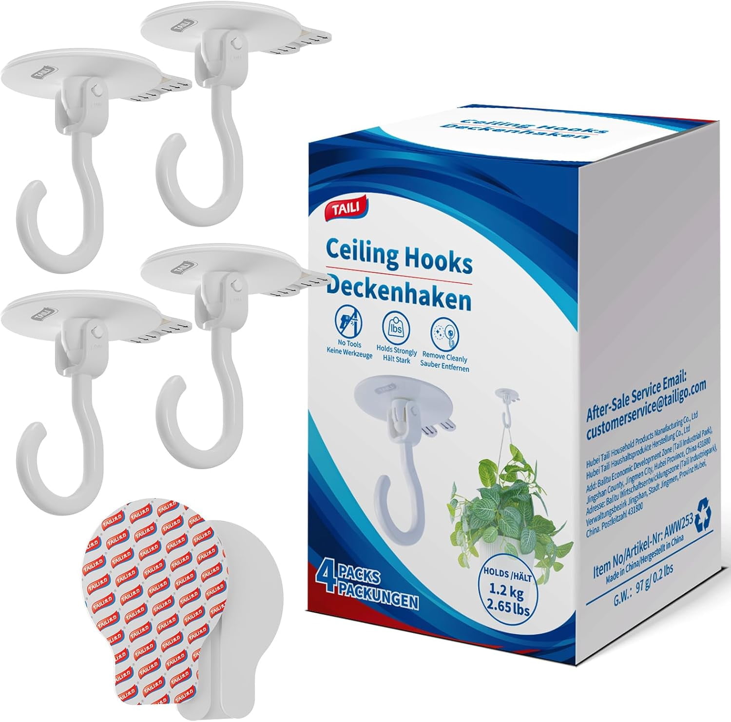 Etoolia White Ceiling Hooks For Hanging Plants - Heavy Duty Screw-in Hooks, Vinyl Coated For Indoor & Outdoor Use - View #4