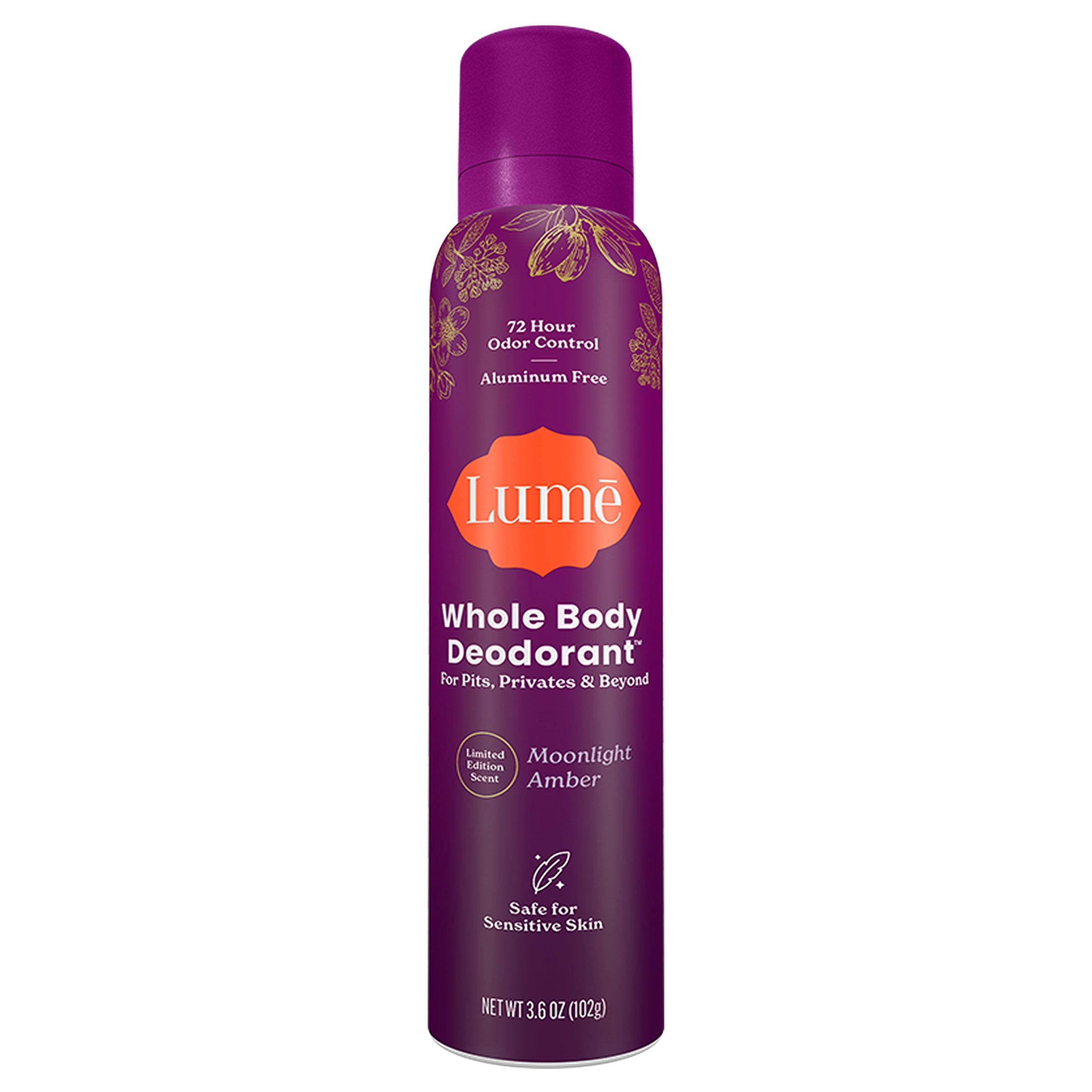 Lume Whole Body Aluminum Free Deodorant Spray, Moonlight Amber, 3.6 oz