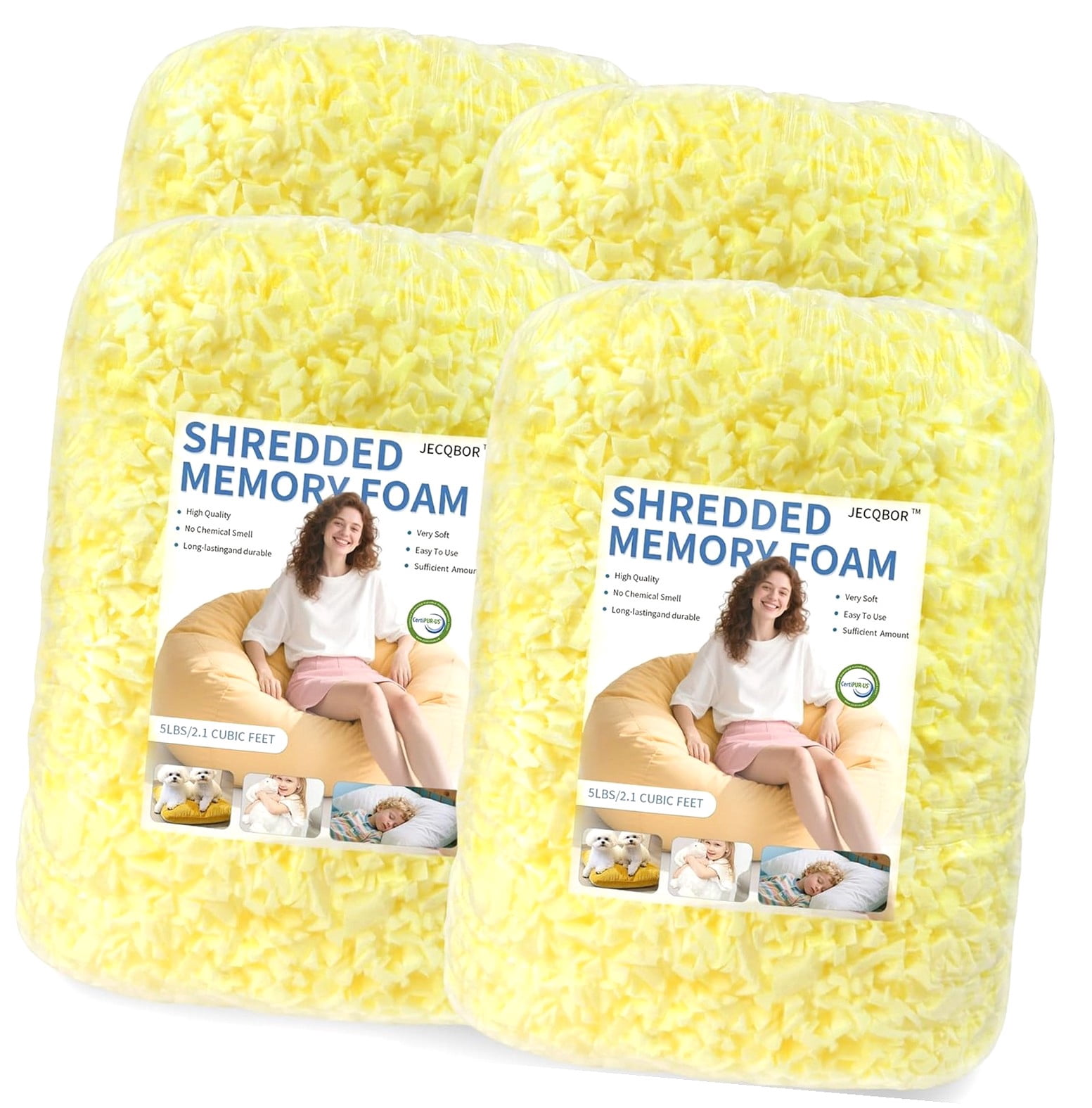 Highcool Bean Bag Filler: -Density Ergonomic 20lbs Shredded Memory ...
