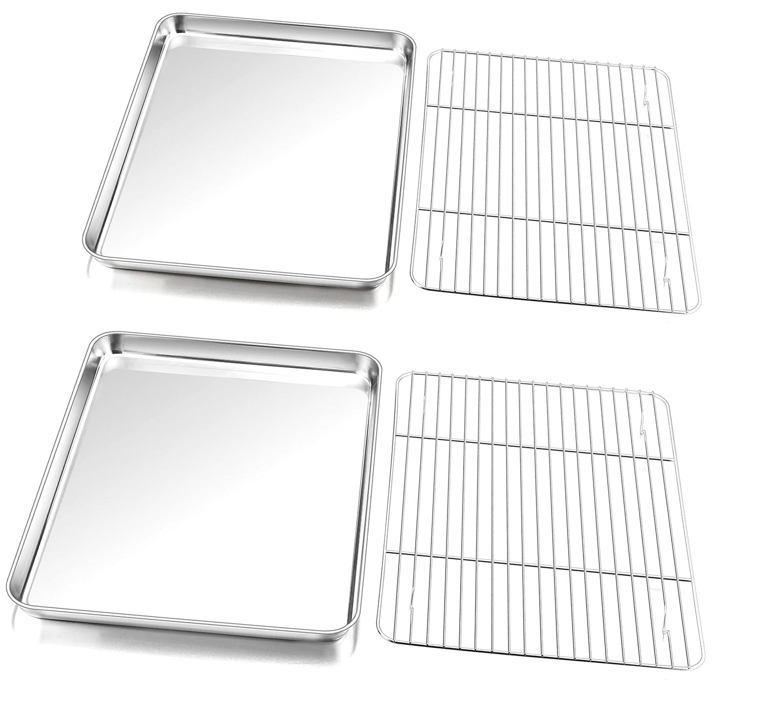 Highcool CHEF 16 Inch Steel Baking Sheet with Rack Set (2 Pans+ 2 Racks ...