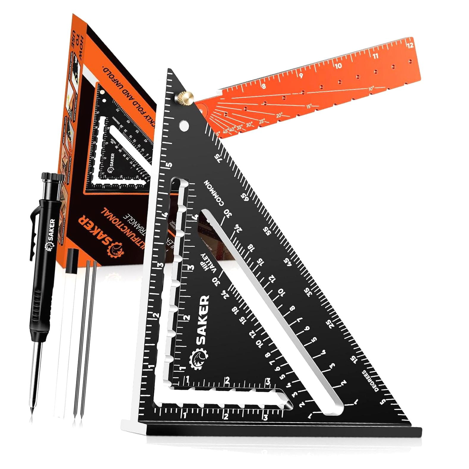 Highcool Carpenter Square Tool 12 inch: 6-in-1 Carpentry Framing Square ...