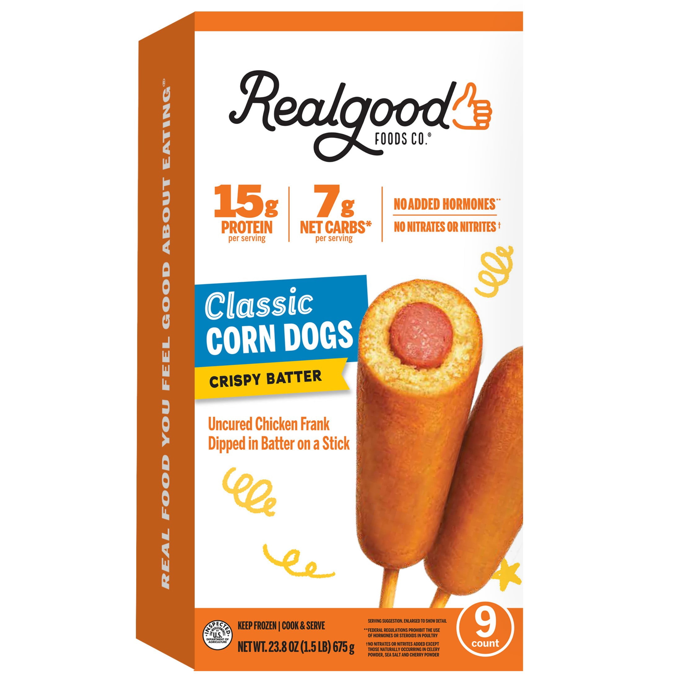 Realgood Foods Co. Classic Chicken Corn Dogs, 9 Ct (Frozen)