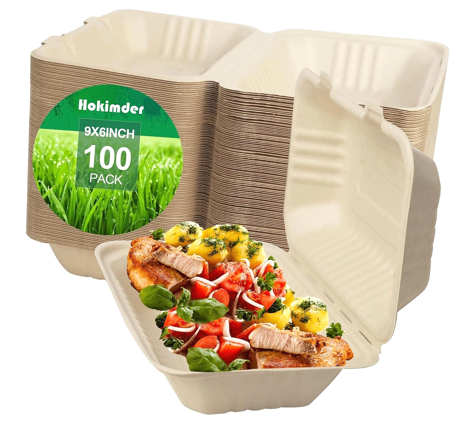 Highcool Clamshell Food Containers [9x6 Inch 100-Pack] To Go Food ...