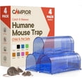 thumbnail image 1 of Campior Humane Mouse Trap Pack of 4, Live Catch & Release, Indoor/Outdoor, Pet & Child Safe, Reusable Plastic Cage, Blue, 1 of 7