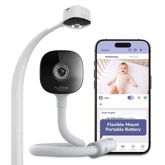 Hubble Connected GoBaby AI Wireless Portable Pro  2K Ultra Clear HD Baby Monitor w/AI Rollover Detection, True Cry Alerts, Sleep Analytics , w/Camera, HD Home Display
