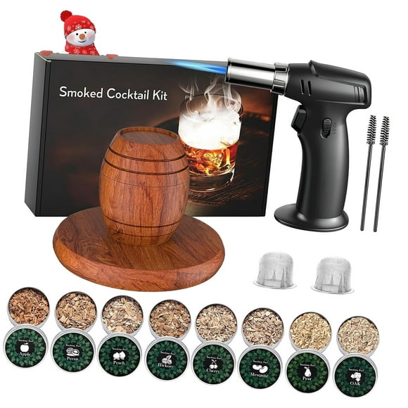Highcool Cocktail Smoker Kit with – 8 Flavors Wood Chips – , Old Fashioned Drink Smoker Kit, Smoker Infuser Kit, Birthday for Him, Da