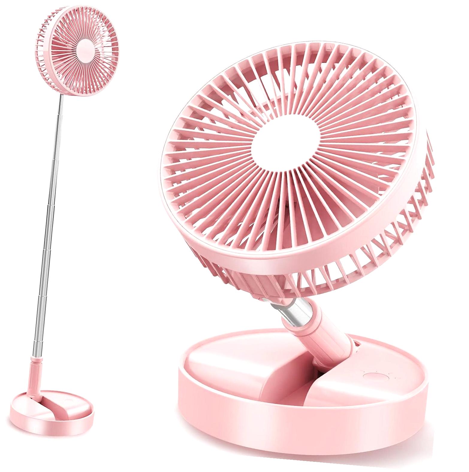 Highcool Collapsible Rechargeable Fan, Portable, 3-in-1 Multifunctional, 4 Speeds, 5 Blades, 7200mAh Battery, Adjustable Height & Angle, Quiet, 14.5-40" Height