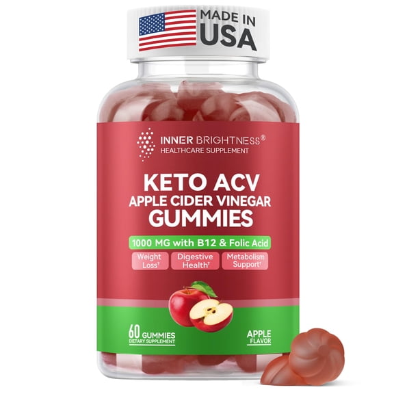 Apple Cider Vinegar Gummies, ACV Gummies, Detox Cleanse for Weight Loss, Weight Loss for Women - Gut Health & Digestive Comfort - Vegan, Gluten-Free, non-GMO - Apple Flavor, 60 Count