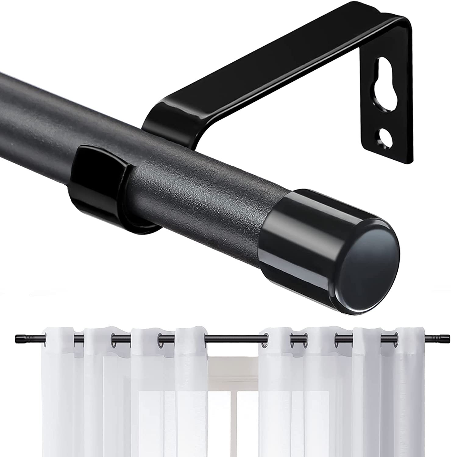 Small Drapery Rods Highcool Curtain Rods for 28 to 48 Inch, 5/8 Inch Matte Curtain Rod Set ...
