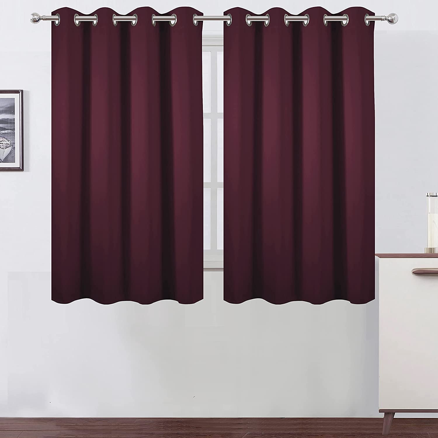 Highcool Curtains 52 45 Inch, Burgundy Red Curtains Set of 2 Panels ...