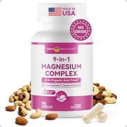 9-in-1 Magnesium Complex for Women, 300mg Magnesium from 9 Organic Forms, Glycinate, Citrate, Malate, High Absorption for Sleep & Relaxation, Energy & Muscle Support, 90 Capsules
