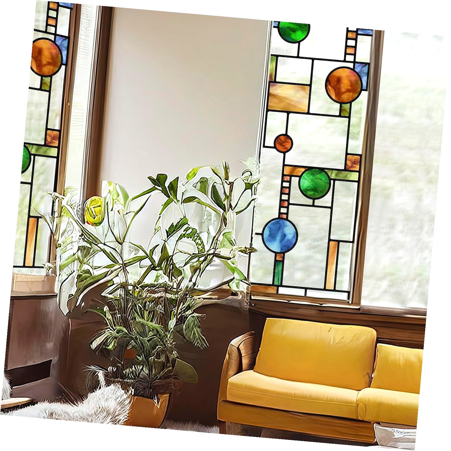 Highcool Hand Drawn Faux Window Film Double-Sided Texture Static Cling ...