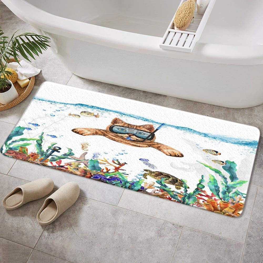 Highcool Humorous Bathroom Rug Mat, Diving Carpets, Underwater Ocean ...