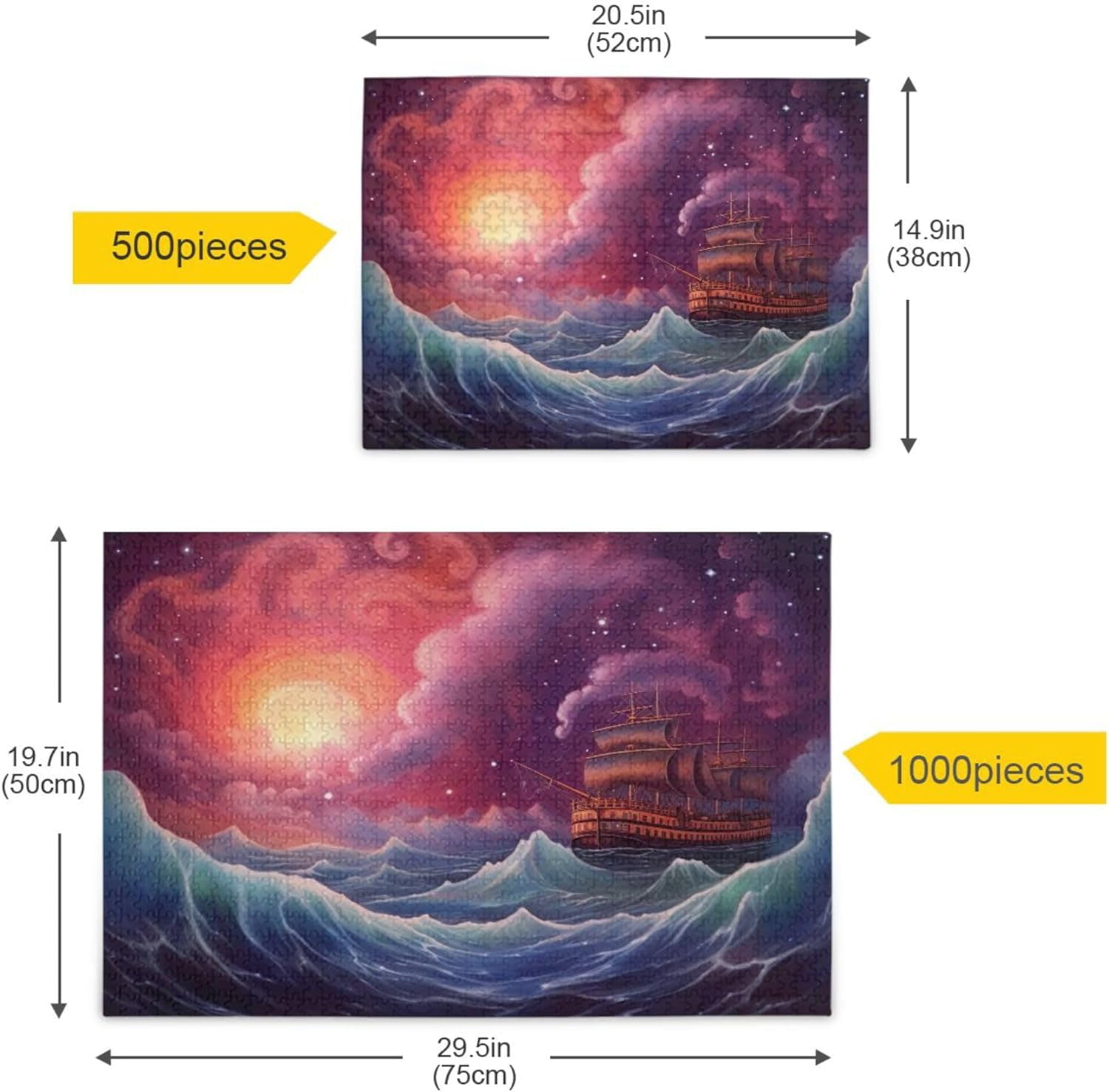 Highcool Jigsaw Puzzles Nautical Ship in Ocean 1000 Pieces for Adults