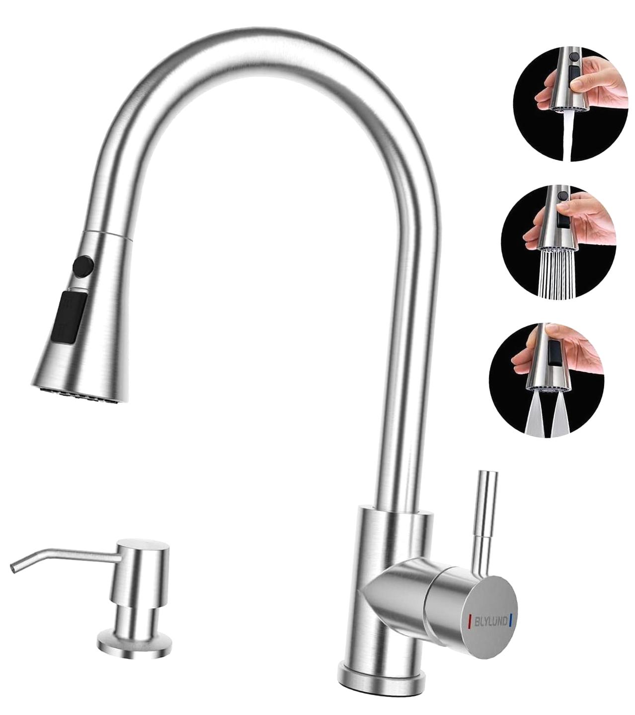 Highcool Kitchen Faucets featuring a Dispenser, Brushed Nickel with a ...