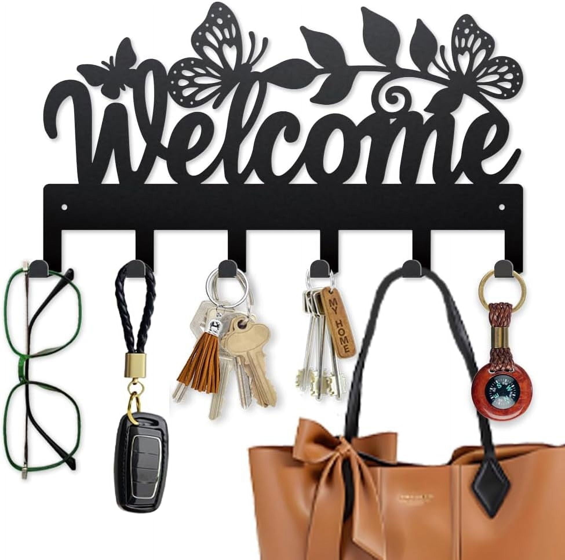 Windy Keychain Rack Highcool MAOYDIY Welcome Metal Key Hook Butterfly Leaves Coat Rack Wall ...