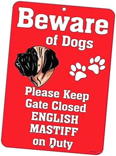 Highcool Metal Sign English Mastiff Beware of Sign Farm Yard ...