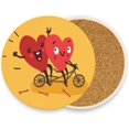 Highcool Modern Drink Coaster Couple Love Happy Heart Biking Moisture