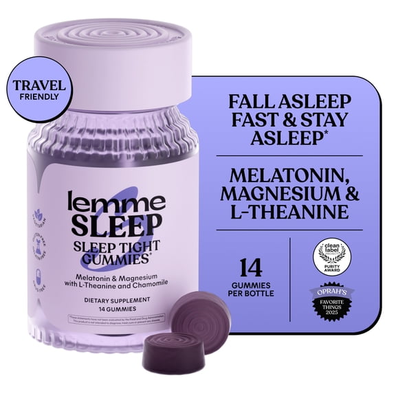 Lemme Sleep Gummies with 5mg Melatonin, Elderberry, Magnesium, L-Theanine, Chamomile and Lavender, Drug-Free Nighttime Sleep Aid, Vegan, Gluten Free, Gelatin Free, Non GMO, Berry Flavored, 14 Count