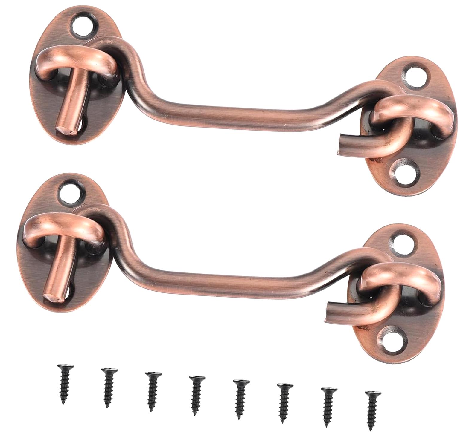 Highcool Pair of 4 Inch Hook and Eye, Steel Barn Door Lock for Privacy ...