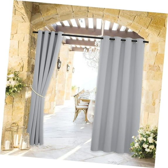 Highcool curtains, Weatherproof Porch Decor Thermal Insulated Privacy Shades for Gazebo Deck, W52 L72 inches, Light Grey, 1 Panel