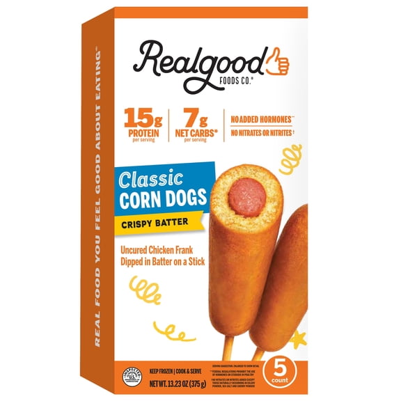 Realgood Foods Co. Classic Chicken Corn Dogs, 5 Ct (Frozen)
