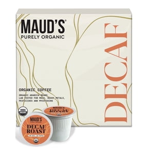 Maud's Purely Organic Low Acid Decaf Medium Roast Coffee Pods – Swiss Water Processed – 16ct | Lab Tested for Mold, Mycotoxins, Heavy Metals & Pesticides | Compatible with Keurig K Cup Maker