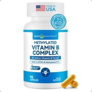 Inner Brightness Methylated B-Complex Capsules for Stress & Fatigue Relief, All Active B Vitamins for Energy, Focus, Mood & Nerve Health, Vegan 90 Count